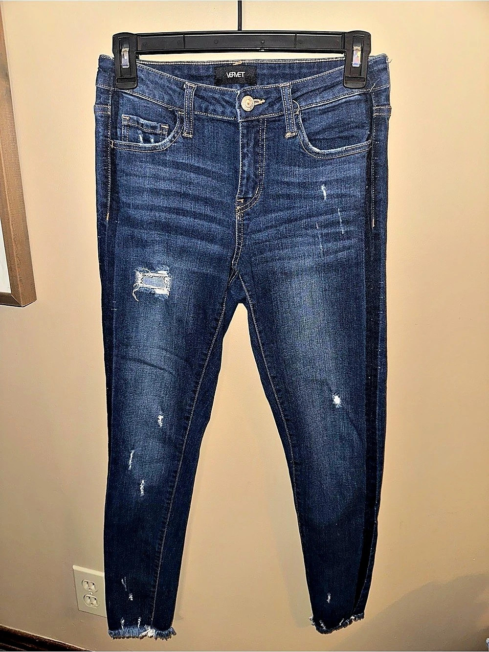 Vervet Ankle Skinny Fit Distressed Jeans Blue Waist 26